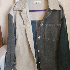 Oversized Corduroy Colorblocked Shacket
